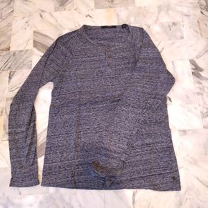 Scotch & Soda Long Sleeve Henley - Marled Blue